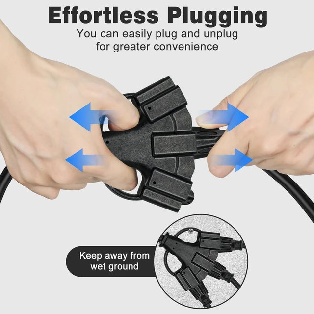 Alt view image 6 of 7 - 1FT 2 Pack 12 Gauge 3 Outlet Outdoor Extension Cord 12/3 Heavy Duty SJTW Power Cord 3 Way Waterproof Power Cable 3 Prong Grounded 12AWG 15Amp 1875W ETL Listed