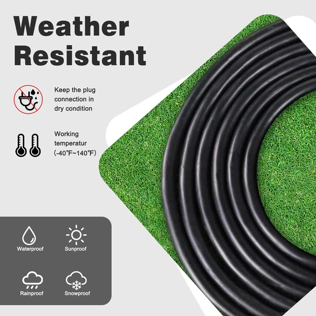 Alt view image 7 of 7 - 1FT 2 Pack 12 Gauge 3 Outlet Outdoor Extension Cord 12/3 Heavy Duty SJTW Power Cord 3 Way Waterproof Power Cable 3 Prong Grounded 12AWG 15Amp 1875W ETL Listed