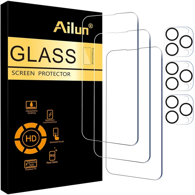 Main image of Screen Protector + Camera Lens Protector for iPhone 14 Pro Max | 3+3 Pack, 6.7 inch, Sensor Protection, Dynamic Island Compatible, Tempered Glass