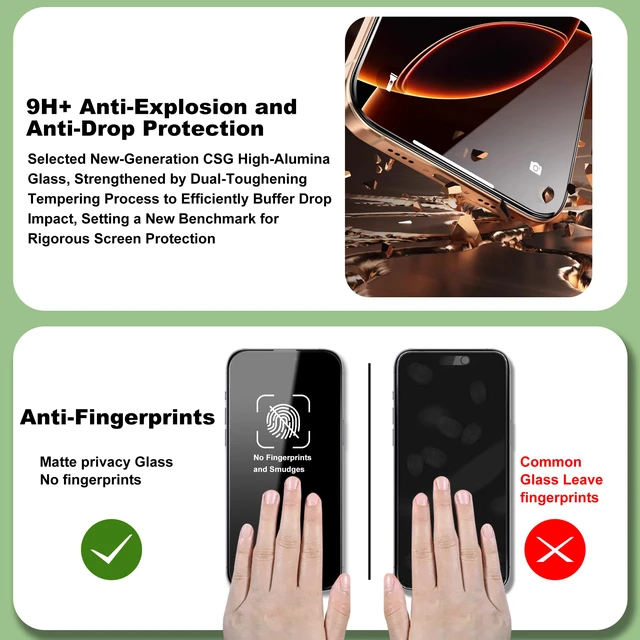 Alt view image 4 of 7 - [2-Pack Screen Protector for iPhone iPhone 14 Pro / 15/16, Auto Alignment Installation Frame, Military-Grade Tempered Glass, Full Coverage