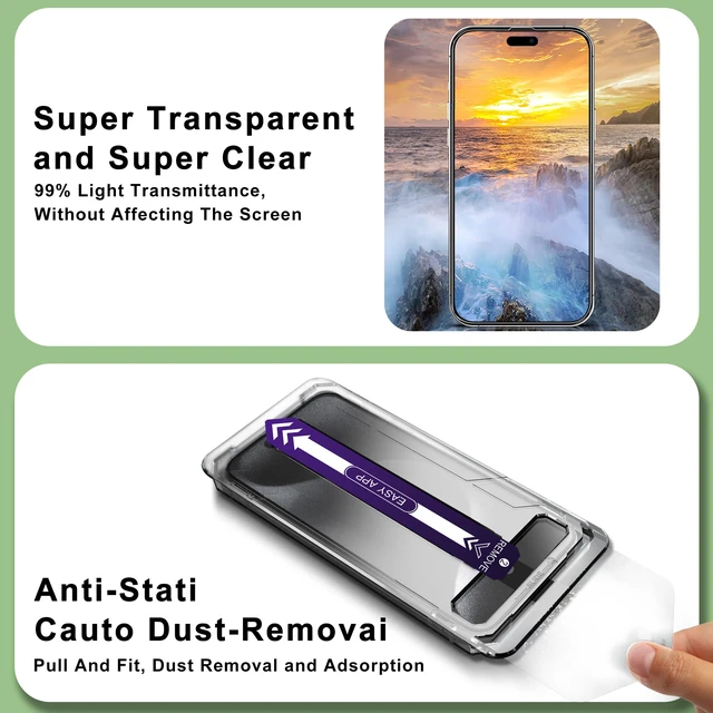 Alt view image 3 of 7 - [2-Pack Screen Protector for iPhone iPhone 14 Pro / 15/16, Auto Alignment Installation Frame, Military-Grade Tempered Glass, Full Coverage