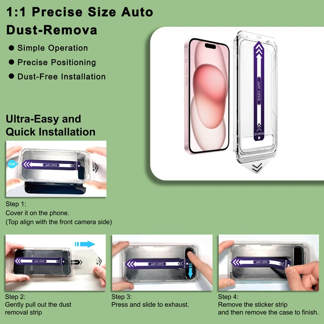 Alt view image 5 of 7 - [2-Pack Screen Protector for iPhone iPhone 14 Pro / 15/16, Auto Alignment Installation Frame, Military-Grade Tempered Glass, Full Coverage