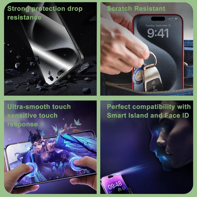 Alt view image 6 of 7 - [2-Pack Screen Protector for iPhone iPhone 14 Pro / 15/16, Auto Alignment Installation Frame, Military-Grade Tempered Glass, Full Coverage