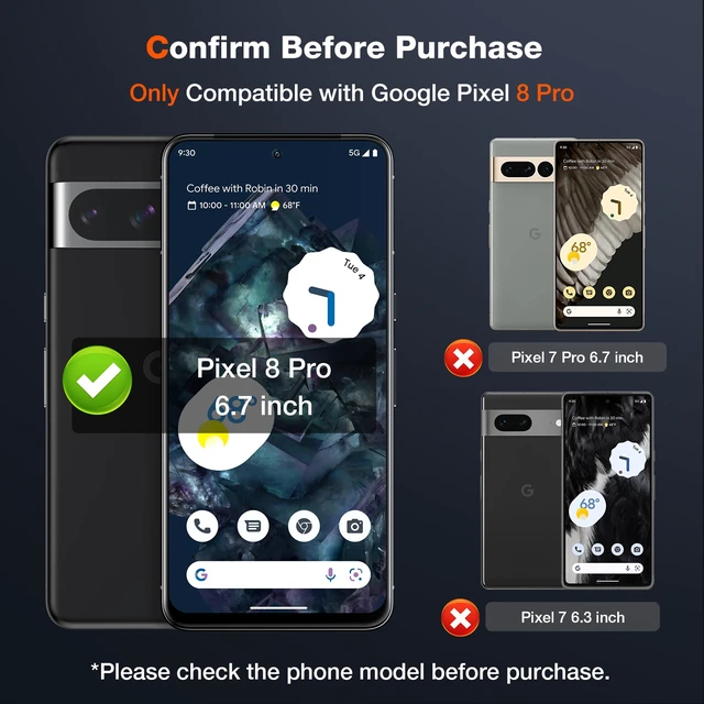 Alt view image 2 of 7 - 2+2 Pack for Google Pixel 8 Pro Screen Protector+Camera Lens Protector | Fit Lens Cutouts Ports, Support Fingerprint Unlock, Bubble-Free, with Easy Installation Tool