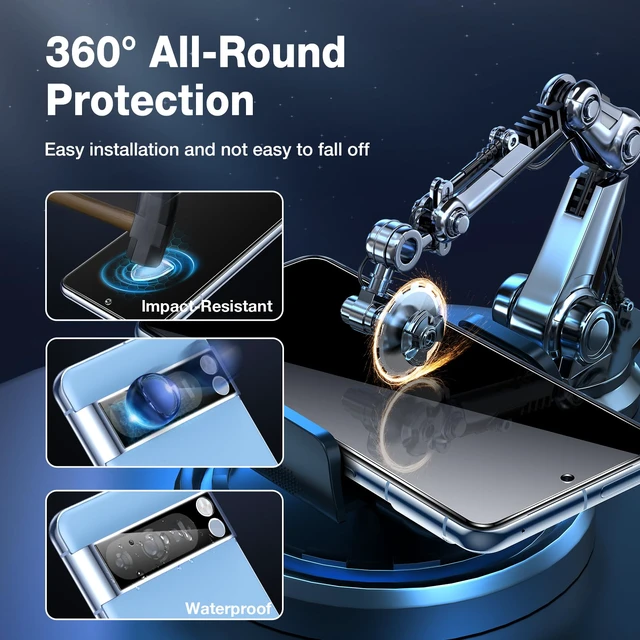 Alt view image 5 of 7 - 2+2 Pack for Google Pixel 8 Pro Screen Protector+Camera Lens Protector | Fit Lens Cutouts Ports, Support Fingerprint Unlock, Bubble-Free, with Easy Installation Tool