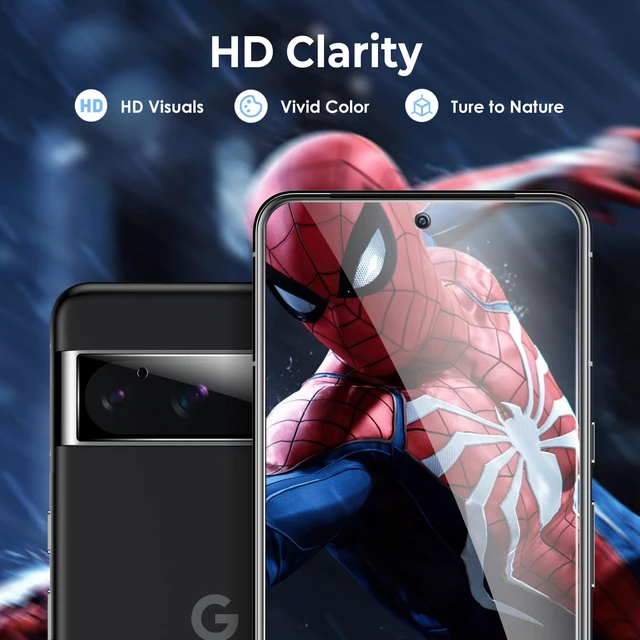 Alt view image 7 of 7 - 2+2 Pack for Google Pixel 8 Pro Screen Protector+Camera Lens Protector | Fit Lens Cutouts Ports, Support Fingerprint Unlock, Bubble-Free, with Easy Installation Tool