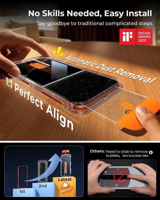 Alt view image 2 of 7 - Top 9H++ Glass 2 Pack for iPhone 17 Pro Screen Protector 6.3'' | 13FT Drop Tested, Stronger Edge Protection, Military-Grade Armor, Case Friendly, Easy Installation, Bubble-Free, Anti-Scratch