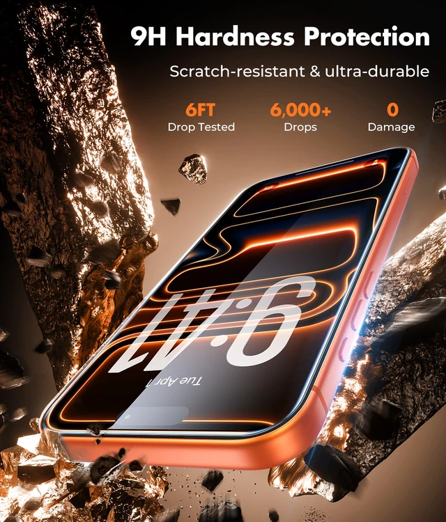 Alt view image 3 of 7 - iPhone 17 Pro Screen Protector & Camera Lens Protector | Upgraded Dual-Tempered Glass with Military-Grade 9H Hardness, 3-Pack,HD Clarity, Anti-Fingerprint, Case Friendly, Fits 6.3''