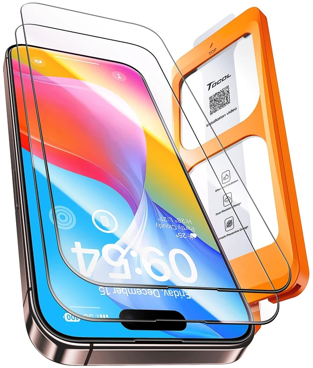 Main image of for iPhone 16 Plus / 15 Plus Screen Protector, Easy Installation | Bubble-Free, 9H+ Tempered Glass, 8FT Military Grade Shatterproof, Anti-Scratch, Case Friendly HD Clear 6.7" 2 Pack