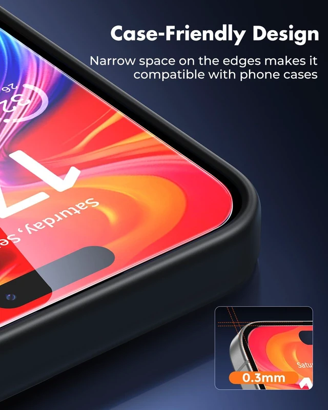 Alt view image 7 of 7 - 2-Pack Screen Protector for iPhone 16 Plus Tempered Glass | Military Grade Shatterproof, 9H+ Hardness, 99.99% HD Clear, Bubble-Free, Easy Installation Frame, for iPhone 16 Plus