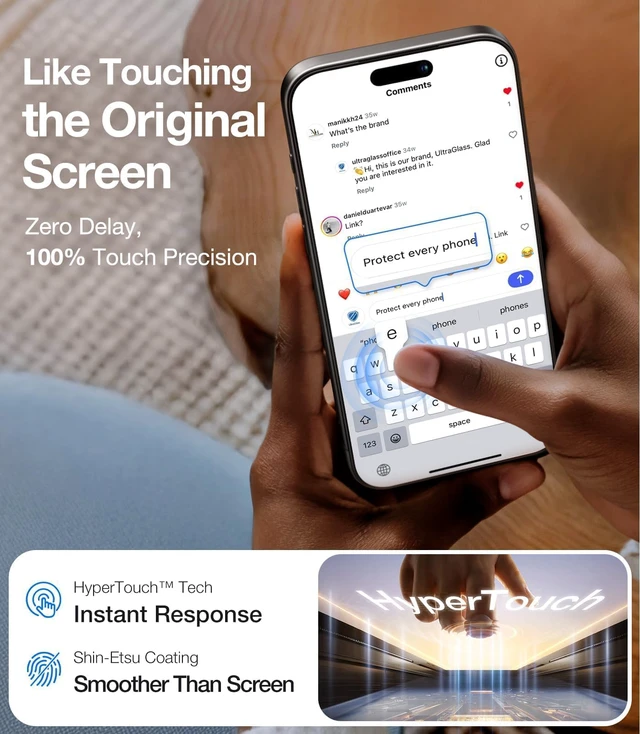 Alt view image 6 of 7 - UNBREAK TOP 9H+ Glass for iPhone 15 Screen Protector, 2 Pack | 12FT Military Grade Shatterproof, iPhone 15 Screen Protector, Tempered Glass, Longest Durable, Full Coverage