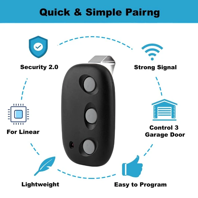 Alt view image 5 of 6 - 2 for Linear MCT-3 Garage Door Opener Remote, Compatible with LD050 LD033 LDCO800 LS050, Replaces DNT00089