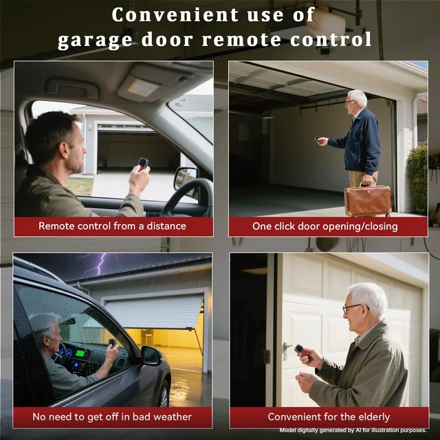 Alt view image 5 of 7 - 380UT 375UT Universal Garage Door Opener Remote | Compatible with Chamberlain Liftmaster Linear Genie Wayne Garage Door Opener Remote 2-Button Black-2pcs
