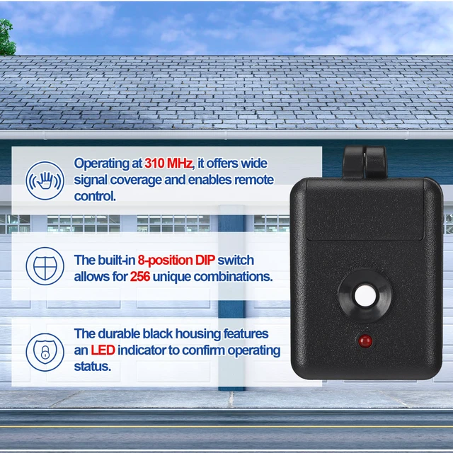 Alt view image 4 of 6 - 2 Pack 1 Channel Garage Door Remote Compatible with Linear | Compatible with DNT00026 Delta-3, 310 Mhz 12 Volt Power Miniature Gate Opener, Key Ring Transmitter with Keychain, Black