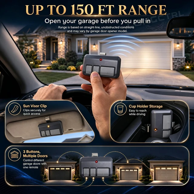 Alt view image 4 of 7 - 2 Garage Door Opener Remote for LiftMaster Chamberlain Craftsman 893Max | Upgraded Easier Pairing | For 893MAX 893LM 891LM 371LM Security+ 2.0 | Not for security3.0 White Learn Button