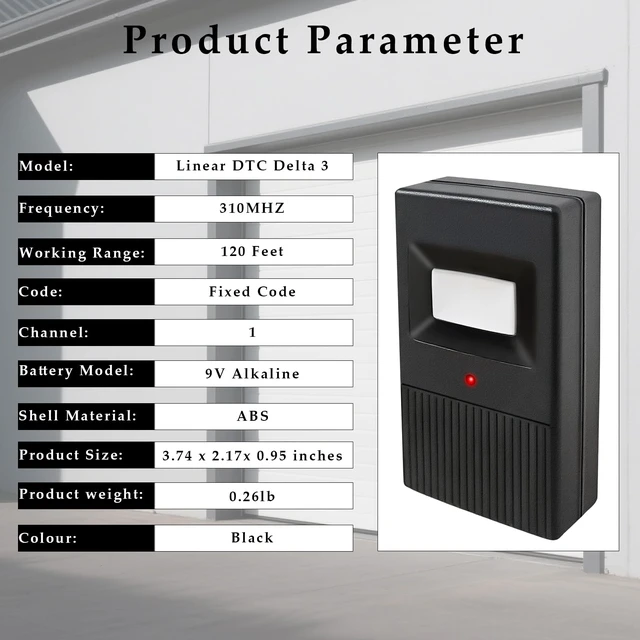 Alt view image 7 of 7 - Garage Door Opener Remote Compatible with Linear Delta 3 DT DTA DTD DTC DNT00002A 8 Dip Switch 310 MHz Gate Opener Remote with Visor Clip