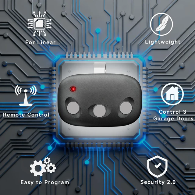 Alt view image 3 of 7 - Garage Door Opener Remote for 318MHz Linear MegaCode MCT-3 DNT00089, 3 Button Remote Control Compatible with LDO33, LDO50, LSO50, LDCO800, LCO75 Operators with Visor Clip,2 Pack