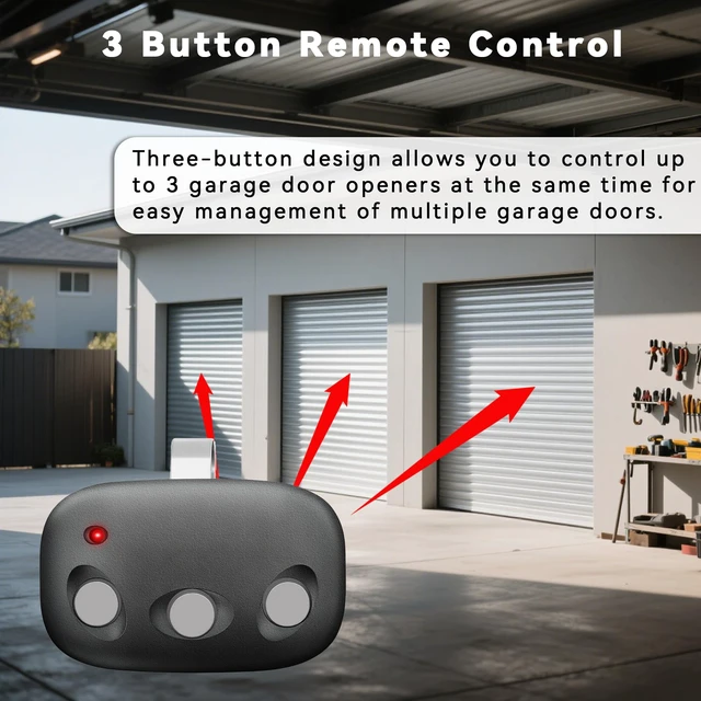 Alt view image 4 of 7 - Garage Door Opener Remote for 318MHz Linear MegaCode MCT-3 DNT00089, 3 Button Remote Control Compatible with LDO33, LDO50, LSO50, LDCO800, LCO75 Operators with Visor Clip,2 Pack