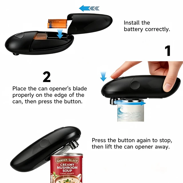 Alt view image 2 of 5 - Electric Can Opener, One Touch Automatic Smooth Edge for Seniors | A gift suitable for older adults with arthritis or weak hand strength.