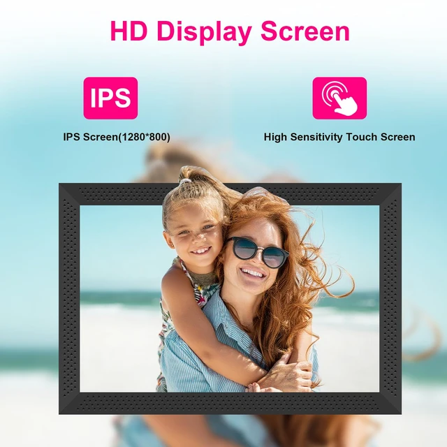 Alt view image 5 of 7 - Digital Picture Frame 10.1 inch Smart Electronic Frameo Photo Frame 32GB Auto-Rotate 1280*800 HD Touch Screen, Desk or Wall Mounted, Share Photos Videos Instantly, Gifts for Mom Dad Women Men (Black)