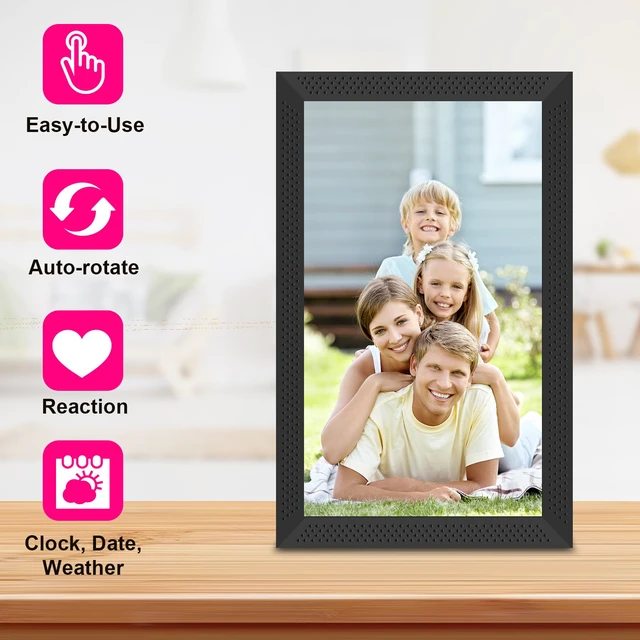 Alt view image 6 of 7 - Digital Picture Frame 10.1 inch Smart Electronic Frameo Photo Frame 32GB Auto-Rotate 1280*800 HD Touch Screen, Desk or Wall Mounted, Share Photos Videos Instantly, Gifts for Mom Dad Women Men (Black)