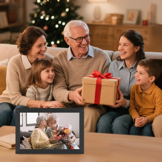Alt view image 7 of 7 - Digital Picture Frame 10.1 inch Smart Electronic Frameo Photo Frame 32GB Auto-Rotate 1280*800 HD Touch Screen, Desk or Wall Mounted, Share Photos Videos Instantly, Gifts for Mom Dad Women Men (Black)