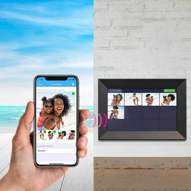 Alt view image 3 of 6 - WiFi Touchscreen Digital Photo Frame with Auto Rotation and 8GB Built-in Memory, ASHDPWM8S