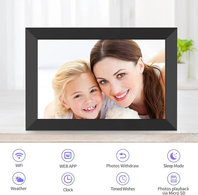 Alt view image 3 of 7 - Digital Picture Frame 10.1 Inch, WiFi Digital Photo Frame with 16GB Storage, IPS HD Touchscreen, Instant Photo & Video Upload via Uhale APP, Wall-Mounted, for Mom, Housewarming Black
