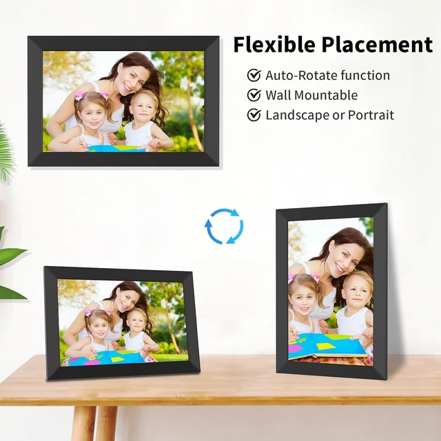 Alt view image 4 of 7 - Digital Picture Frame 10.1 Inch, WiFi Digital Photo Frame with 16GB Storage, IPS HD Touchscreen, Instant Photo & Video Upload via Uhale APP, Wall-Mounted, for Mom, Housewarming Black