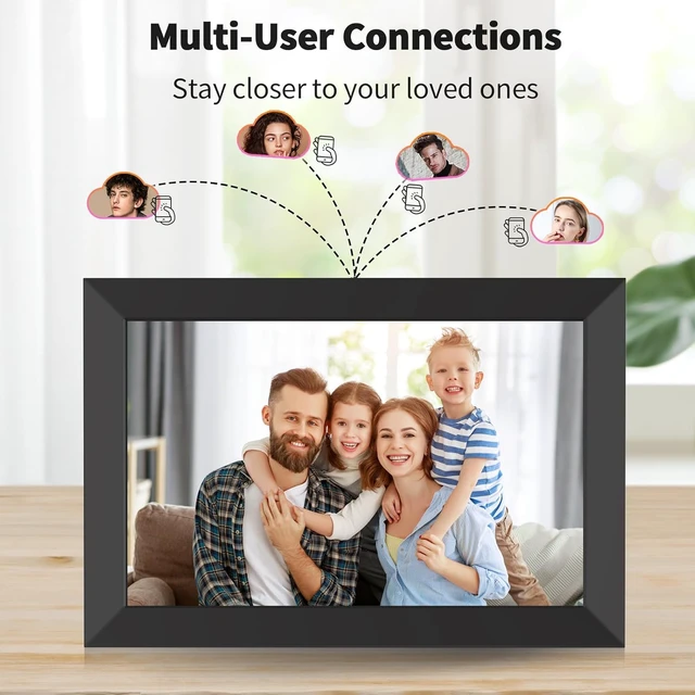 Alt view image 5 of 7 - Digital Picture Frame 10.1 Inch, WiFi Digital Photo Frame with 16GB Storage, IPS HD Touchscreen, Instant Photo & Video Upload via Uhale APP, Wall-Mounted, for Mom, Housewarming Black