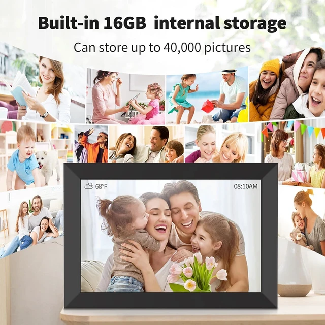 Alt view image 6 of 7 - Digital Picture Frame 10.1 Inch, WiFi Digital Photo Frame with 16GB Storage, IPS HD Touchscreen, Instant Photo & Video Upload via Uhale APP, Wall-Mounted, for Mom, Housewarming Black