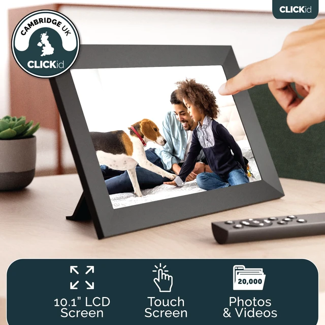 Alt view image 2 of 7 - Frameo WiFi Digital Picture Frame 10.1 inch | 32GB Storage, Touchscreen, Auto Rotate, Motion Sensor, Weather and Calendar Digital Frame, Memory Card Slot, Remote | CLICKid SNAP10 Digital Photo Frame