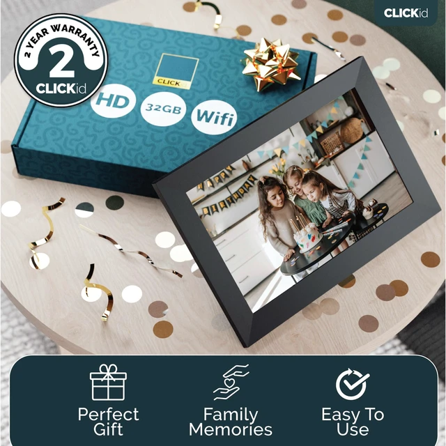 Alt view image 3 of 7 - Frameo WiFi Digital Picture Frame 10.1 inch | 32GB Storage, Touchscreen, Auto Rotate, Motion Sensor, Weather and Calendar Digital Frame, Memory Card Slot, Remote | CLICKid SNAP10 Digital Photo Frame