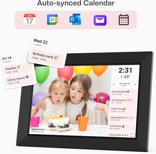 Alt view image 2 of 7 - 32GB FRAMEO 10.1 Inch Smart WiFi Digital Picture Frame 1280x800 IPS Touch Screen, Auto-Rotate Portrait and Landscape, Built in Memory, Share Moments Instantly via Frameo App from Anywhere