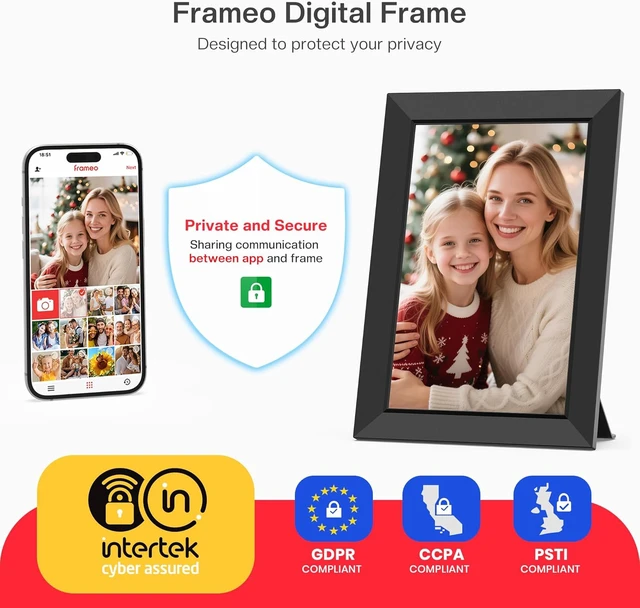 Alt view image 3 of 7 - 32GB FRAMEO 10.1 Inch Smart WiFi Digital Picture Frame 1280x800 IPS Touch Screen, Auto-Rotate Portrait and Landscape, Built in Memory, Share Moments Instantly via Frameo App from Anywhere