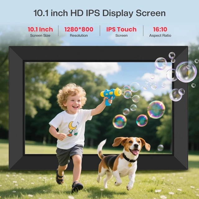 Alt view image 5 of 7 - 32GB FRAMEO 10.1 Inch Smart WiFi Digital Picture Frame 1280x800 IPS Touch Screen, Auto-Rotate Portrait and Landscape, Built in Memory, Share Moments Instantly via Frameo App from Anywhere