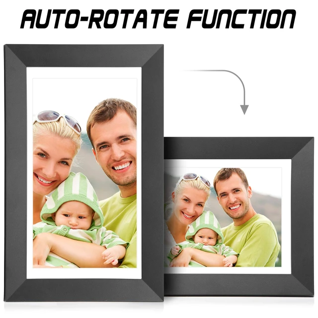 Alt view image 3 of 7 - Digital Picture Frame WiFi Digital Photo Frame Full HD 1366x768 IPS Touch Screen, 16GB Storage, Auto-Rotate, Support Micro Slot, Sleep Mode, Share Photos and Videos via APP(10 inch, Black)