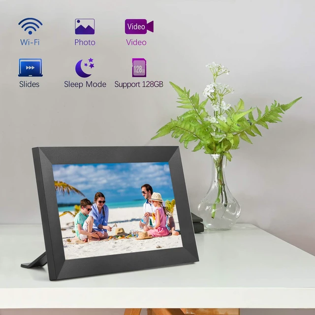 Alt view image 6 of 7 - Digital Picture Frame WiFi Digital Photo Frame Full HD 1366x768 IPS Touch Screen, 16GB Storage, Auto-Rotate, Support Micro Slot, Sleep Mode, Share Photos and Videos via APP(10 inch, Black)