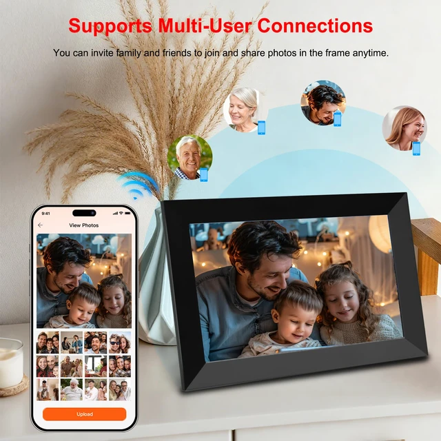Alt view image 7 of 7 - 10.1" Digital Picture Frame, Interactive Electronic Picture Frame | 1280*800 HD IPS Touch Screen, WiFi Smart Digital Calendar with AI-Generated Images, Auto-Rotate & Remote Share via APP