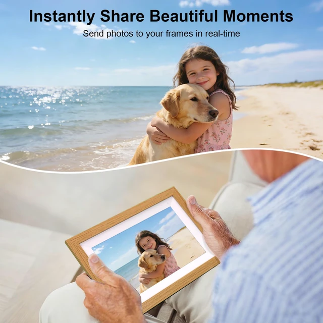 Alt view image 4 of 7 - 10.1" Digital Picture Frame, WiFi Electronic Picture Frame | 1280*800 HD IPS Touch Screen Family Planner, Smart Digital Calendar, AI-Generated Images, Auto-Rotate & Remote Share via APP