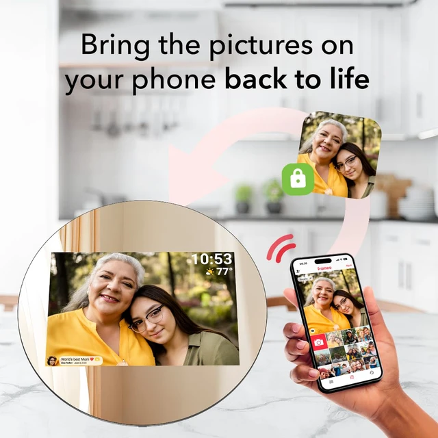 Alt view image 3 of 7 - Frameo Digital Picture Frame,2K HD IPS Touch Screen 32GB Storage | Auto-Rotate Wall Mount,Up-Market Gifts for Mom Father,Share Photos/Videos from Phone
