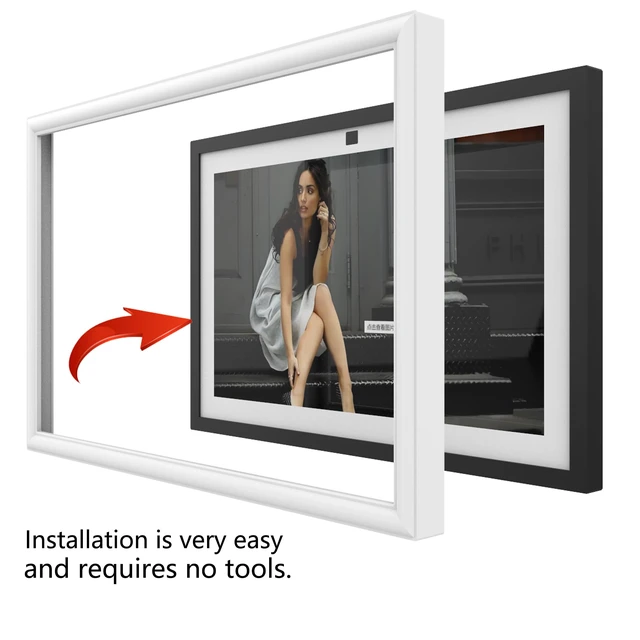 Alt view image 2 of 5 - Digital Photo Frame Solid Wooden Table Stand, White | Monitor and Tablet Compatible, Cookbook Stand Holder, Display Stand, Decoration Frame