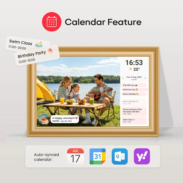 Alt view image 4 of 7 - Frameo 10.1" WiFi Digital Picture Frame with 32GB Memory, 1280 x 800 IPS HD Touch Screen Electronic Photo Frame, Auto-Rotate, Slideshow, Wall Mountable, Share Photos/Video Remotely Anywhere