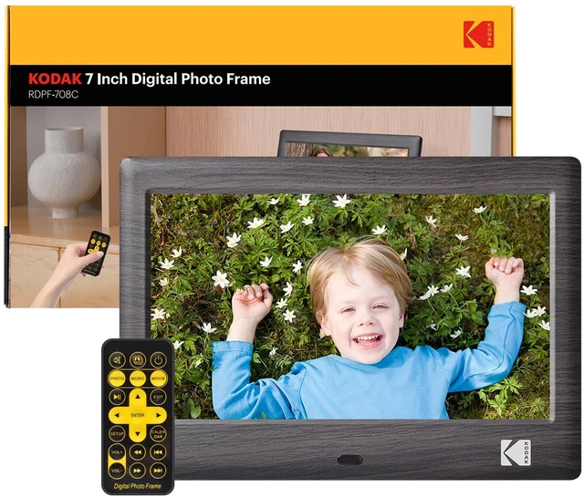 Main image of 7 Inch Digital Picture Frame with Remote Control, 1024x600 HD Display Digital Photo Frame, USB or SD Card Required, Auto-Rotate, Supports Photo/Video/Music/Calendar/Slideshow