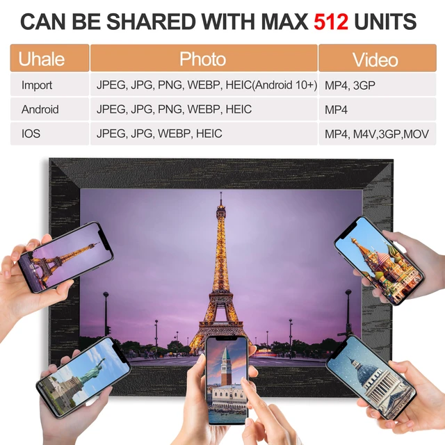 Alt view image 5 of 7 - Digital Photo Frame 10.1 inch,WiFi Digital Picture Frame | 1280x800 IPS Touch Screen,Auto-Rotate,Wall Mountable,Remote Photo Video Upload,Multi-User Sharing,Home Decor & Gift