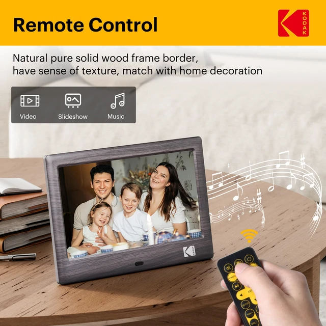 Alt view image 4 of 7 - 7 Inch Digital Picture Frame with Remote Control, 1024x600 HD Display Digital Photo Frame, USB or SD Card Required, Auto-Rotate, Supports Photo/Video/Music/Calendar/Slideshow
