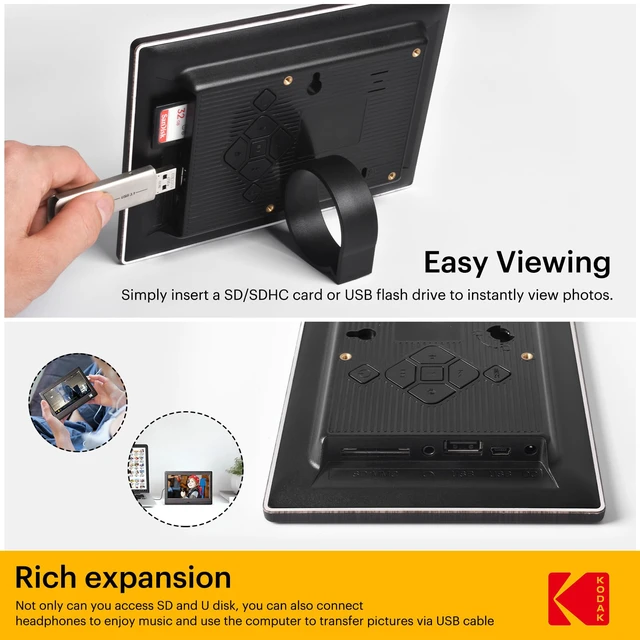 Alt view image 5 of 7 - 7 Inch Digital Picture Frame with Remote Control, 1024x600 HD Display Digital Photo Frame, USB or SD Card Required, Auto-Rotate, Supports Photo/Video/Music/Calendar/Slideshow