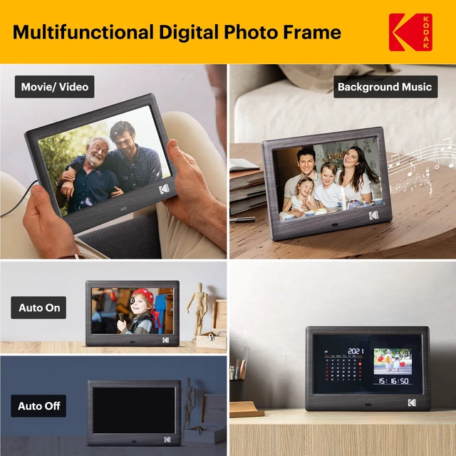 Alt view image 6 of 7 - 7 Inch Digital Picture Frame with Remote Control, 1024x600 HD Display Digital Photo Frame, USB or SD Card Required, Auto-Rotate, Supports Photo/Video/Music/Calendar/Slideshow