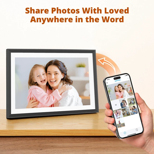 Alt view image 2 of 7 - 10.1'' WiFi Digital Picture Frame with Dual Swappable Snap Frames 1280×800 HD IPS Touch Screen, Auto-Rotate, Instantly Share Photos/Videos via Free App, Gift for Birthday, Wedding, Mom
