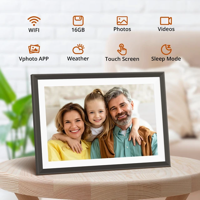 Alt view image 4 of 7 - 10.1'' WiFi Digital Picture Frame with Dual Swappable Snap Frames 1280×800 HD IPS Touch Screen, Auto-Rotate, Instantly Share Photos/Videos via Free App, Gift for Birthday, Wedding, Mom